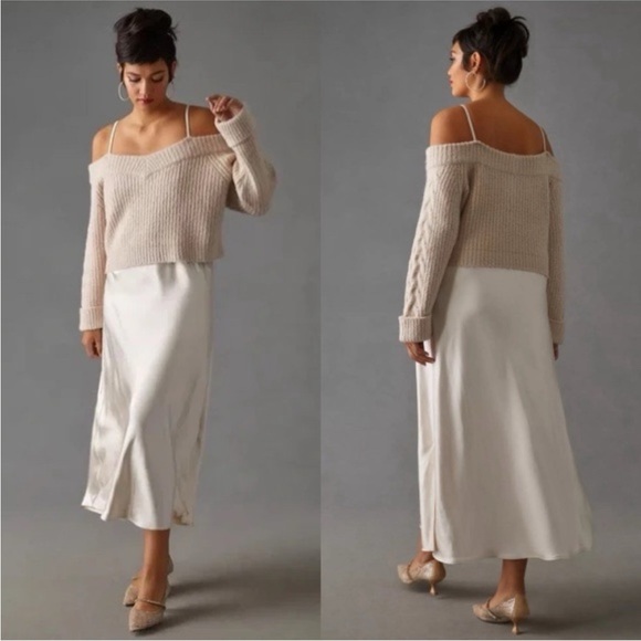 Design 365 Dresses & Skirts - 🦢 Anthropologie Mare Mare Twofer Satin Slip Dress and Sweater Set